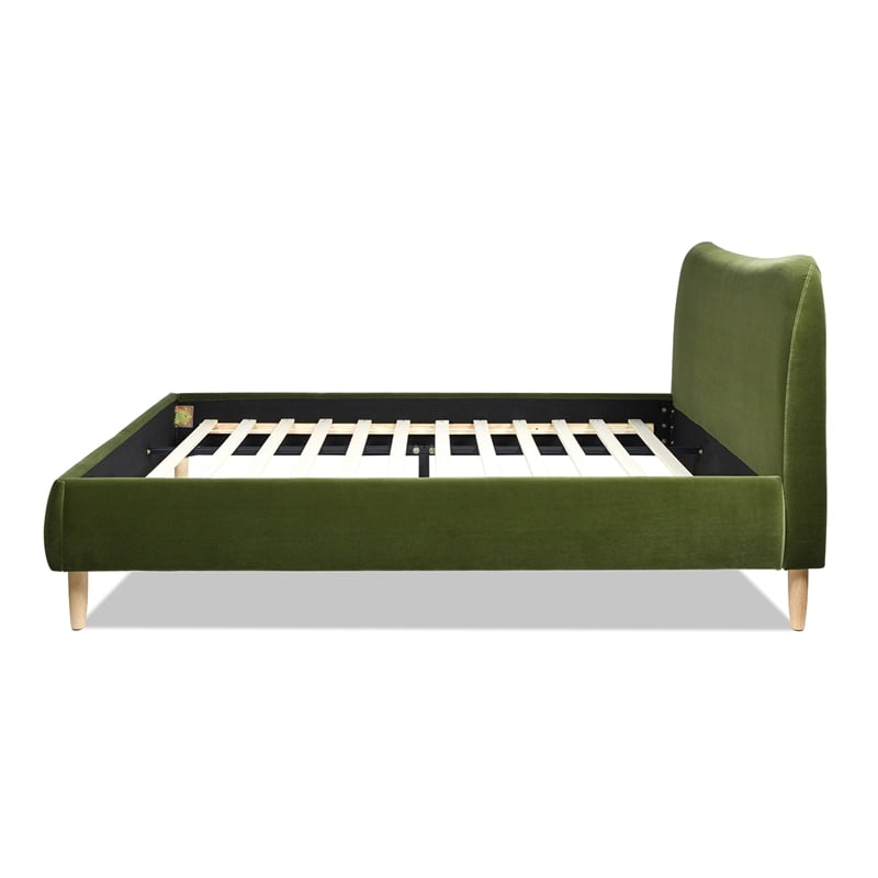 Pemberly Row Curved Headboard Upholstered Platform Bed King Olive Green