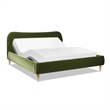 Pemberly Row Curved Headboard Upholstered Platform Bed King Olive Green