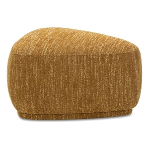 Pemberly Row 26&quot Rounded Triangle Tweed Fabric Cocktail Ottoman Mustard Yellow
