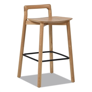 Pemberly Row 26.5&quot Modern Minimalist Low Back Wood Counter Stool Natural Blonde
