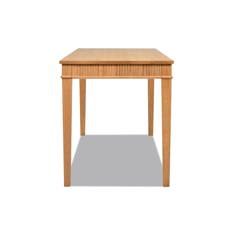 Pemberly Row Farmhouse 1-Drawer Fluted Home Office Writing Desk Natural Blonde