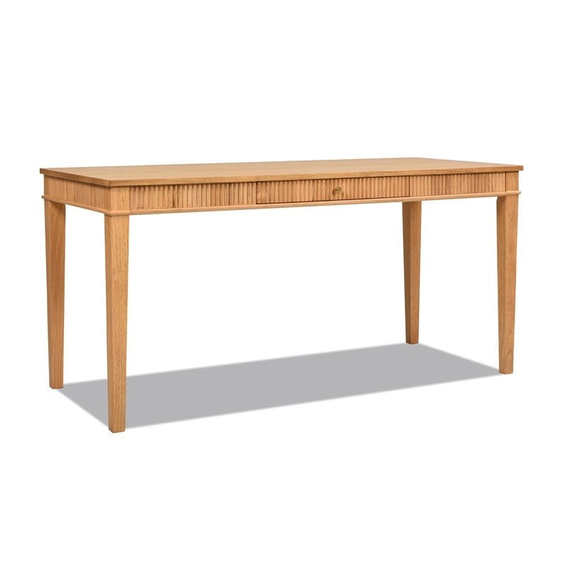Pemberly Row Farmhouse 1-Drawer Fluted Home Office Writing Desk Natural Blonde