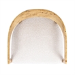 Pemberly Row Burl Wood Barrel Accent Arm Chair with Sealshell White Chenille
