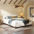 Pemberly Row Puffy Modern Platform Queen Bed Ivory White Boucle