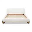 Pemberly Row Puffy Modern Platform Queen Bed Ivory White Boucle