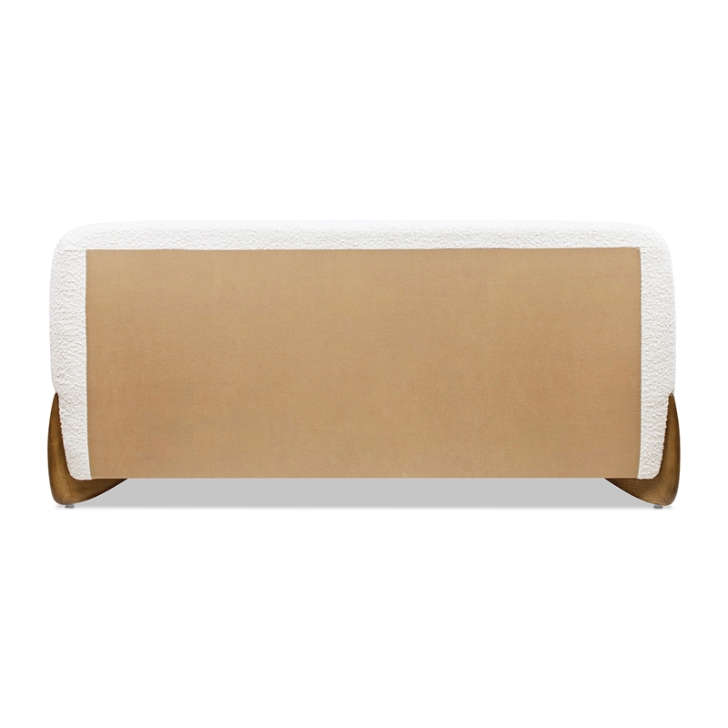 Pemberly Row Puffy Modern Platform Queen Bed Ivory White Boucle