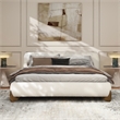 Pemberly Row Puffy Modern Platform Queen Bed Ivory White Boucle