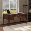 Pemberly Row Gold Accent 5-Drawer Wood Executive Desk Walnut Brown
