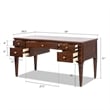 Pemberly Row Gold Accent 5-Drawer Wood Executive Desk Walnut Brown