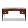 Pemberly Row Gold Accent 5-Drawer Wood Executive Desk Walnut Brown