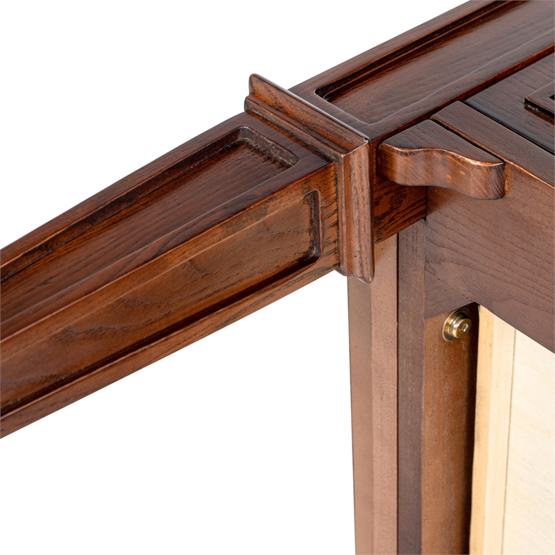 Pemberly Row Gold Accent 5-Drawer Wood Executive Desk Walnut Brown