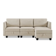 Pemberly Row Modular 4-Piece Storage Sectional Sofa Sandstone Beige Polyester