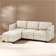 Pemberly Row Modular 4-Piece Storage Sectional Sofa Sandstone Beige Polyester