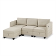 Pemberly Row Modular 4-Piece Storage Sectional Sofa Sandstone Beige Polyester