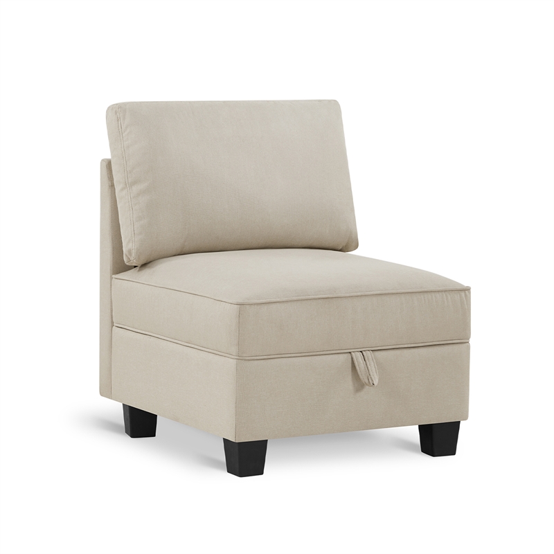 Pemberly Row Modular 4-Piece Storage Sectional Sofa Sandstone Beige Polyester