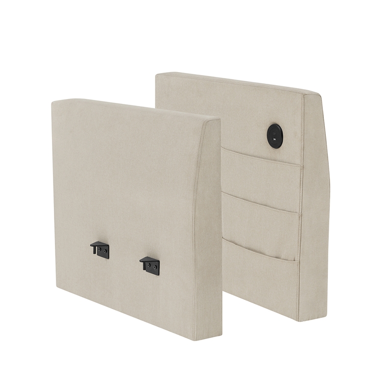 Pemberly Row Modular 4-Piece Storage Sectional Sofa Sandstone Beige Polyester