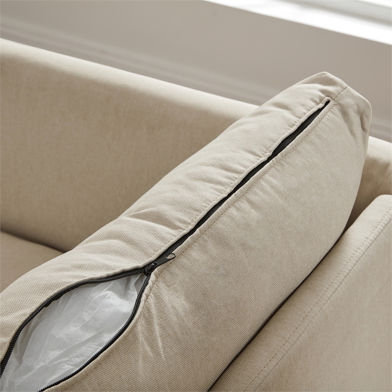 Pemberly Row Modular 4-Piece Storage Sectional Sofa Sandstone Beige Polyester