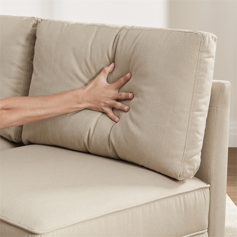 Pemberly Row Modular 4-Piece Storage Sectional Sofa Sandstone Beige Polyester