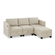 Pemberly Row Modular 4-Piece Storage Sectional Sofa Sandstone Beige Polyester