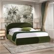 Pemberly Row Upholstered Platform Bed in Olive Green Performance Velvet