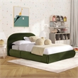 Pemberly Row Upholstered Platform Bed in Olive Green Performance Velvet