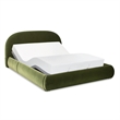 Pemberly Row Upholstered Platform Bed in Olive Green Performance Velvet