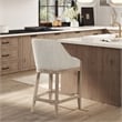 Pemberly Row Coastal Curved Back Upholstered Counter Stool Gray Polyester Wool