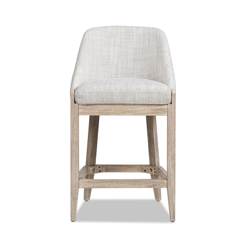Pemberly Row Coastal Curved Back Upholstered Counter Stool Gray Polyester Wool