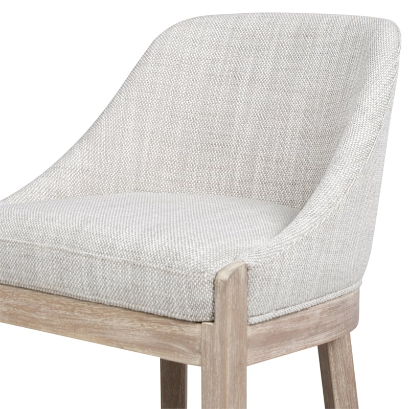 Pemberly Row Coastal Curved Back Upholstered Counter Stool Gray Polyester Wool