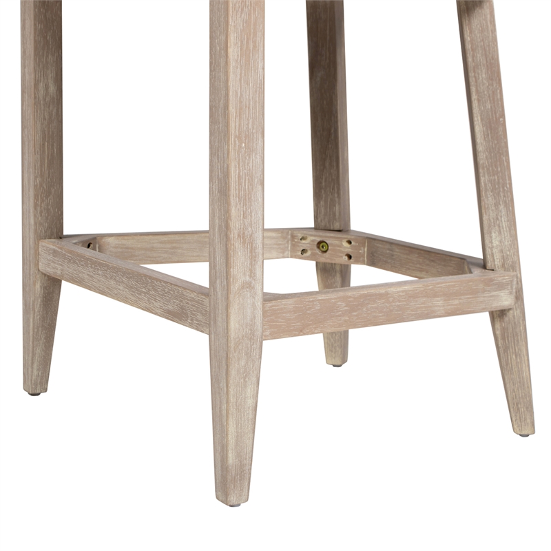 Pemberly Row Coastal Curved Back Upholstered Counter Stool Gray Polyester Wool