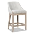 Pemberly Row Coastal Curved Back Upholstered Counter Stool Gray Polyester Wool