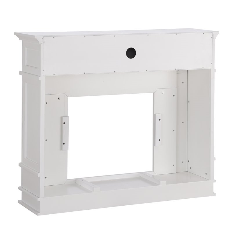 Pemberly Row Faux Marble Electric Fireplace TV Stand in White