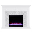 Pemberly Row Contemporary Tiled Marble Color Changing Electric Fireplace