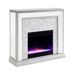 Pemberly Row Contemporary Mirrored Color Changing Electric Fireplace