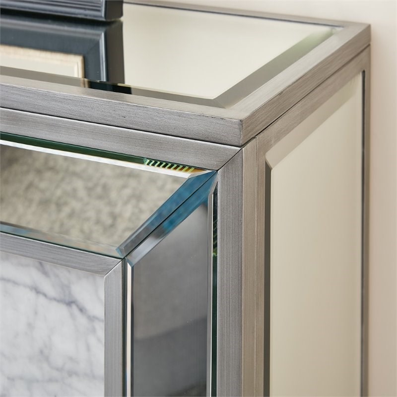 Pemberly Row Contemporary Mirrored Color Changing Electric Fireplace
