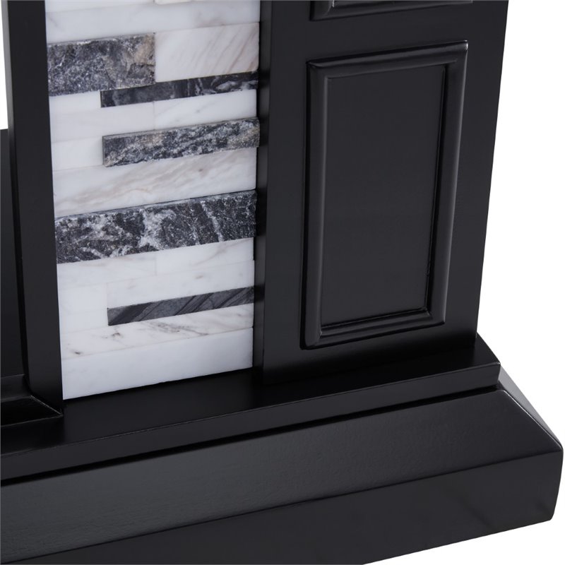 Pemberly Row Marble Color Changing Electric Fireplace in Black