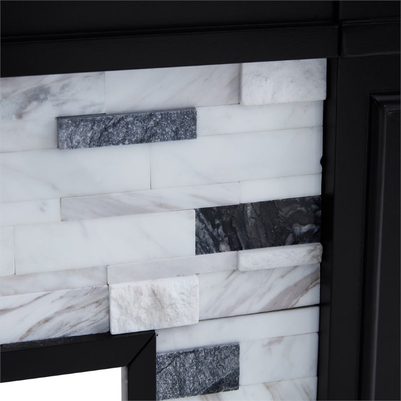 Pemberly Row Marble Color Changing Electric Fireplace in Black