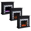 Pemberly Row Marble Color Changing Electric Fireplace in Black