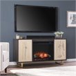 Pemberly Row Transitional Wood Electric Media Fireplace in Brown