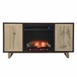 Pemberly Row Transitional Wood Electric Media Fireplace in Brown