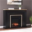 Pemberly Row Traditional Wood Electric Fireplace in Black Finish