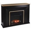 Pemberly Row Traditional Wood Electric Fireplace in Black Finish