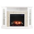 Pemberly Row Wood Corner Convertible Electric Fireplace in White