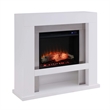 Pemberly Row Wood-Stainless Steel Electric Fireplace in White