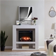 Pemberly Row Wood-Stainless Steel Electric Fireplace in White