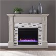 Pemberly Row Contemporary Wood Color Changing Electric Fireplace in Gray