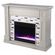 Pemberly Row Contemporary Wood Color Changing Electric Fireplace in Gray