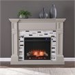 Pemberly Row Contemporary Wood-Marble Electric Fireplace in Gray