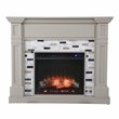 Pemberly Row Contemporary Wood-Marble Electric Fireplace in Gray