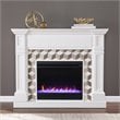 Pemberly Row Transitional Wood-Marble Color Changing Fireplace in White